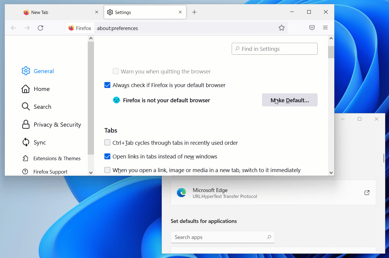 Byttet til Firefox som standard nettleser