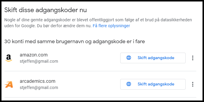 Google Adgangskodetjek
