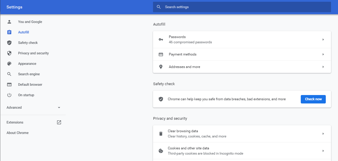 Rediger let informationerne, som Chrome autoudfylder