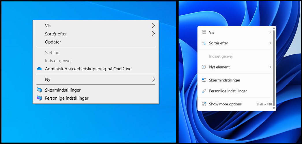 I Windows 11 er højreklikmenuen kortere, så du skal klikke dig videre til flere funktioner.