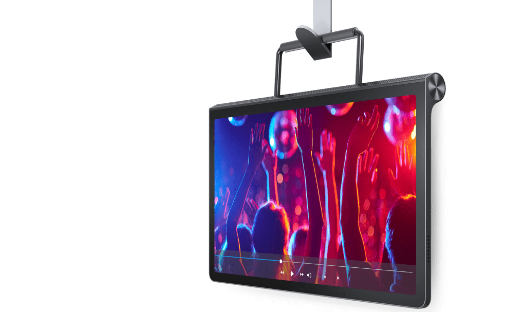 Lenovo Yoga Tab 11:ssä on koukku, jonka avulla sen voi ripustaa seinälle.