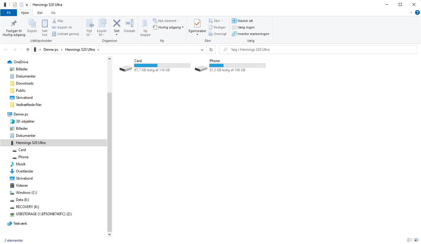 Overfør bilder fra mobil til PC med kabel
