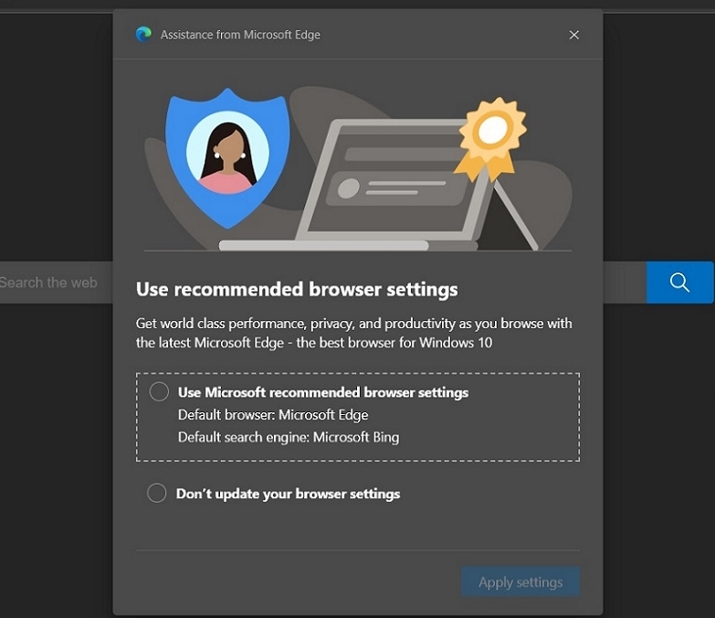 Fejl i Edge - browserindstillinger