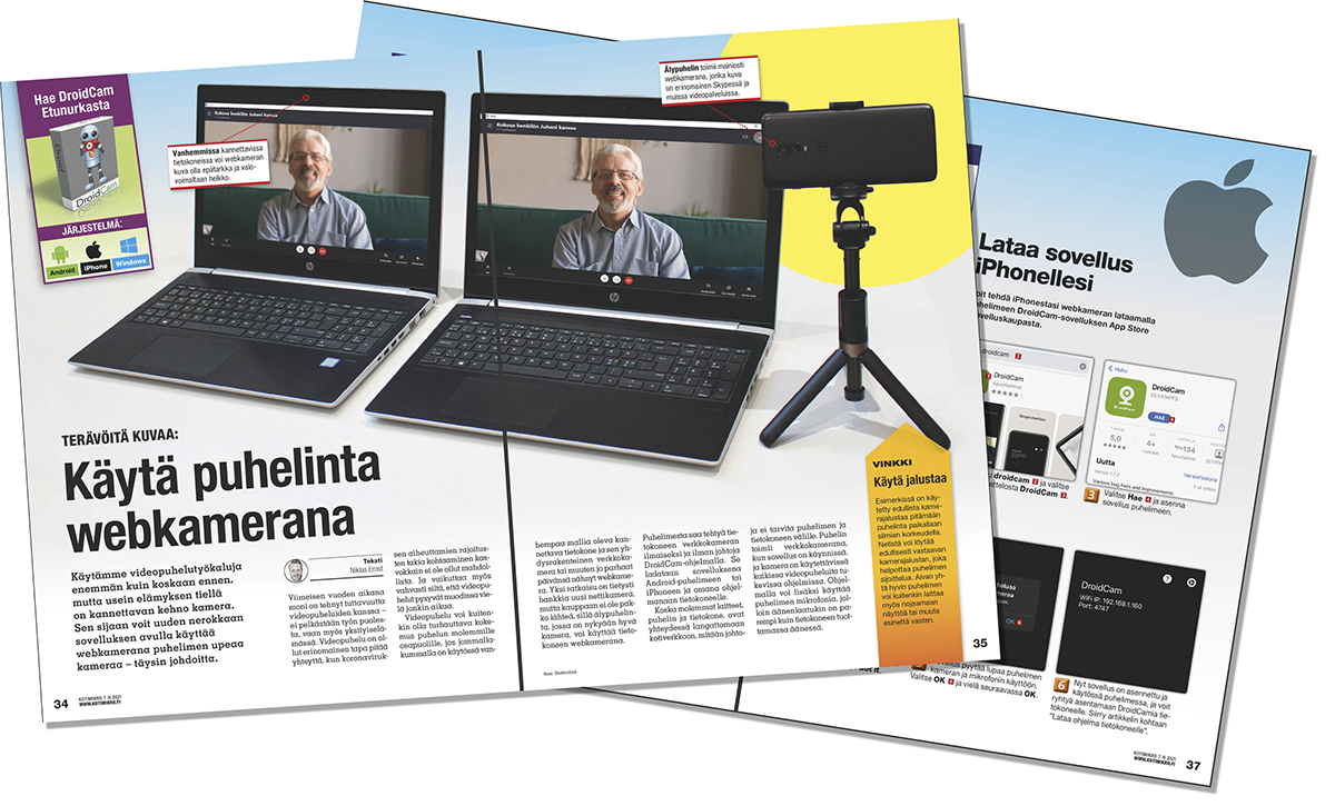 Käytä puhelinta webkamerana