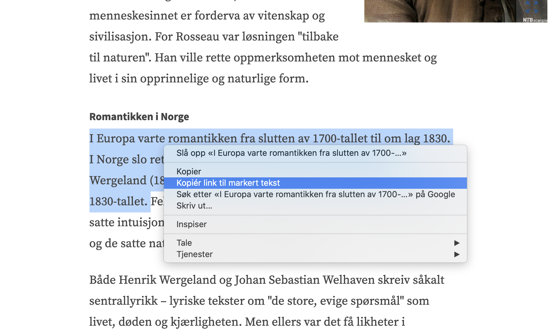 Opprett kobling til en tekst i Google Chrome