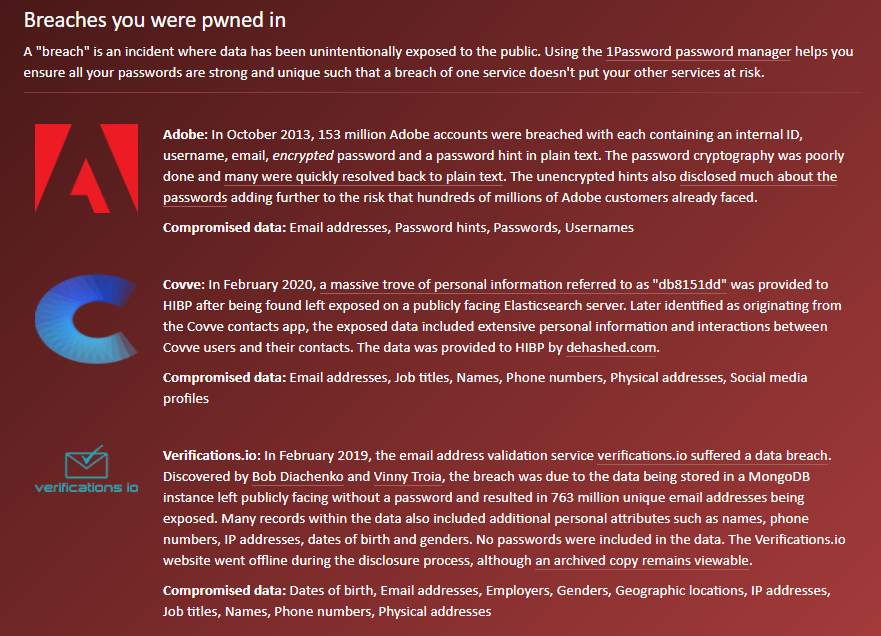Hemsidan Haveibeenpwned.com visar snabbt om din e-postadress finns med i någon dataläcka.