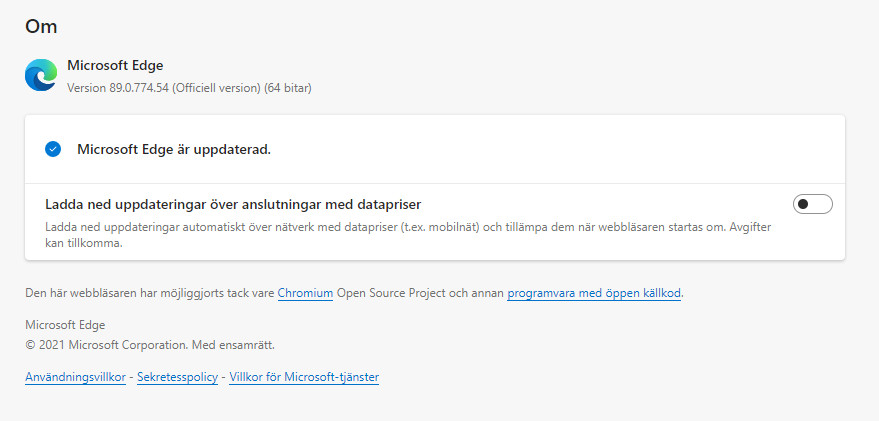 Edges versionsnummer