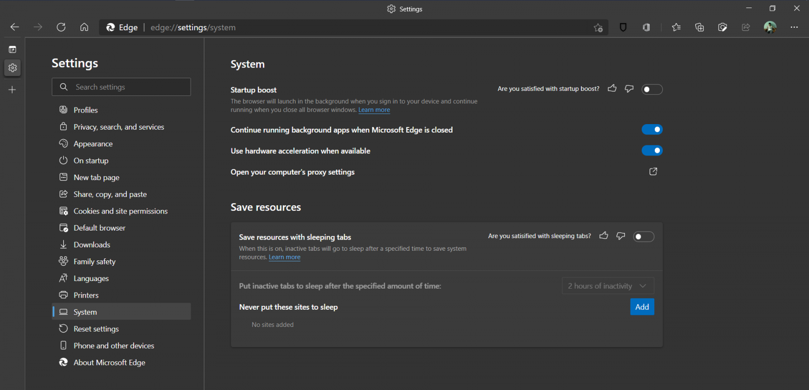 Startup Boost i Microsoft Edge