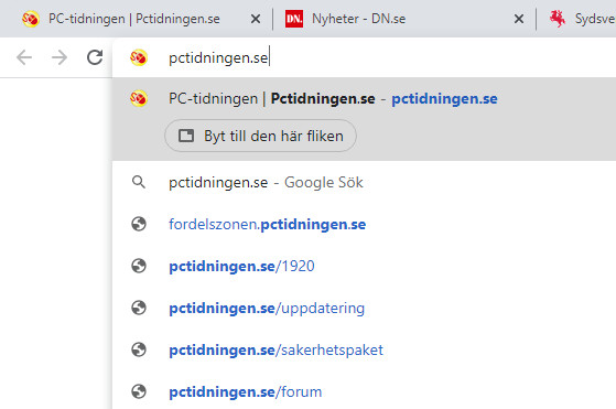Byt till den här fliken i Google Chrome