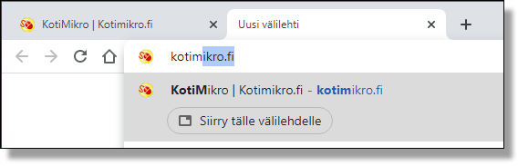 Siirry tälle välilehdelle Google Chrome