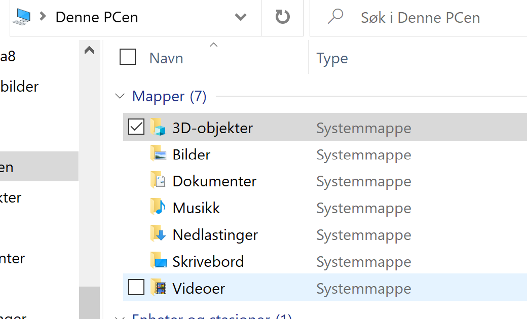 Microsoft fjerner mappen 3D-objekter i Windows