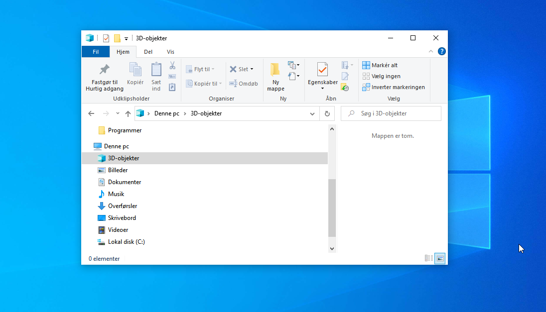 Microsoft fjerner mappen 3D-objekter i Windows