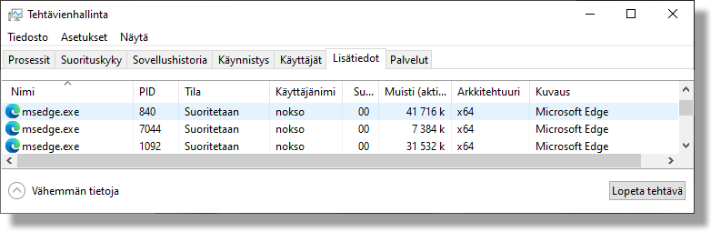 Windows 10:n 21H2-versiossa voi tutkia, onko ohjelma 32- vai 64-bittinen