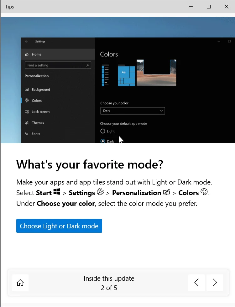 Et nyt tips-værktøj giver dig overblik over alle de nye funktioner i Windows 10 21H2