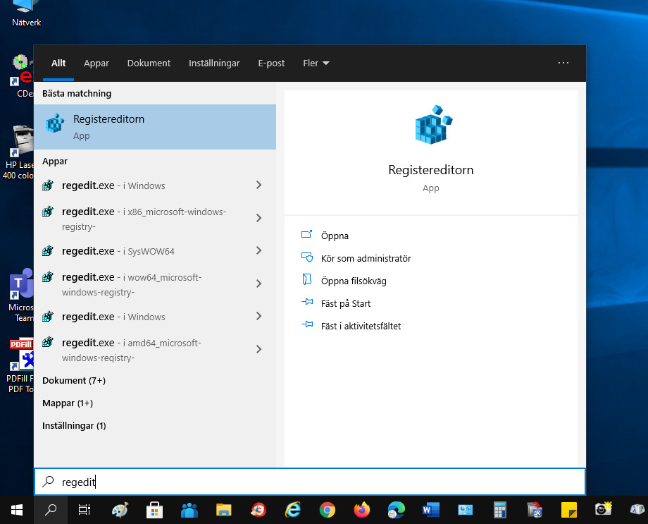 Registereditorn i Windows