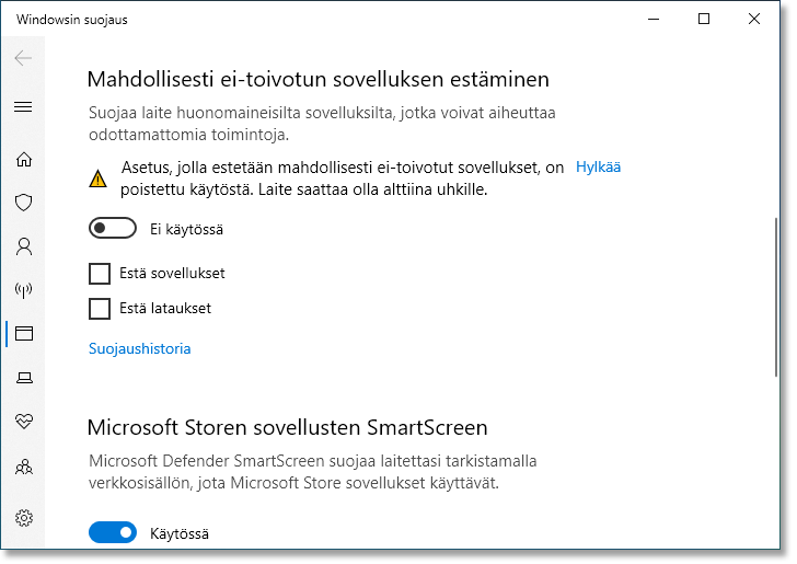Windows PUA – mahdollisesti ei-toivotut sovellukset