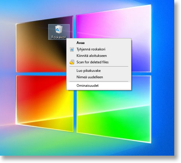 Paljonko tilaa Windowsin roskakori vie?