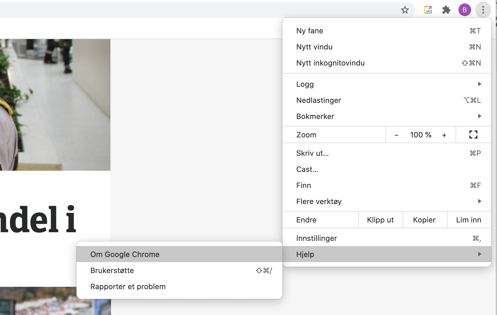 Oppdatering til Google Chrome