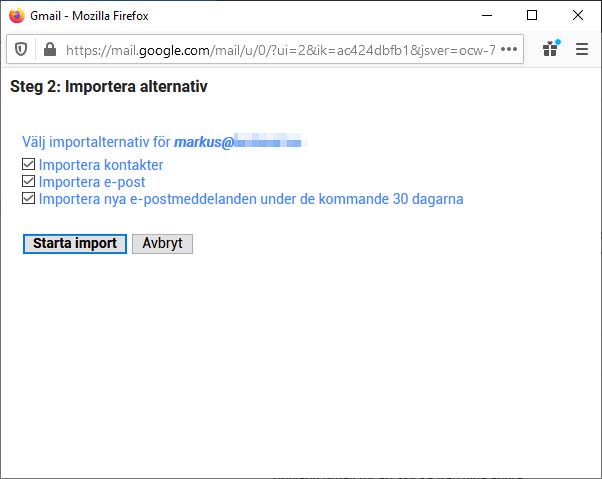 Importere e-post och kontakter till Gmail.