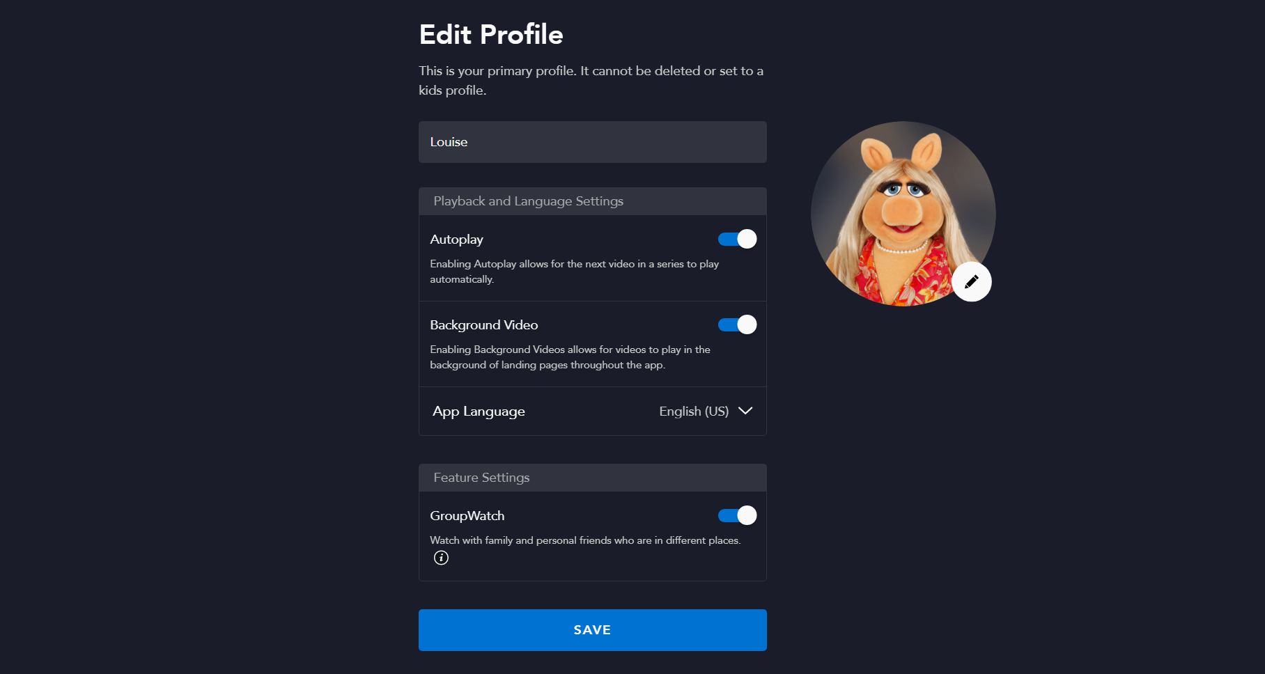 Rediger profil på Disney Plus strømming Norge