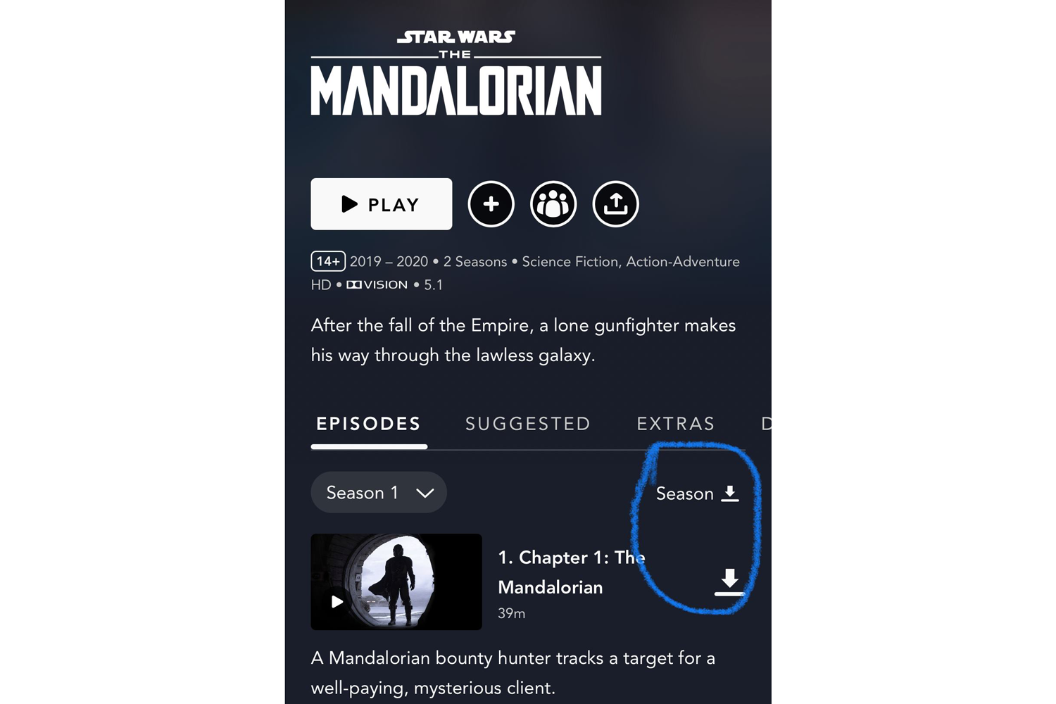 Disney + streaming download-funktion