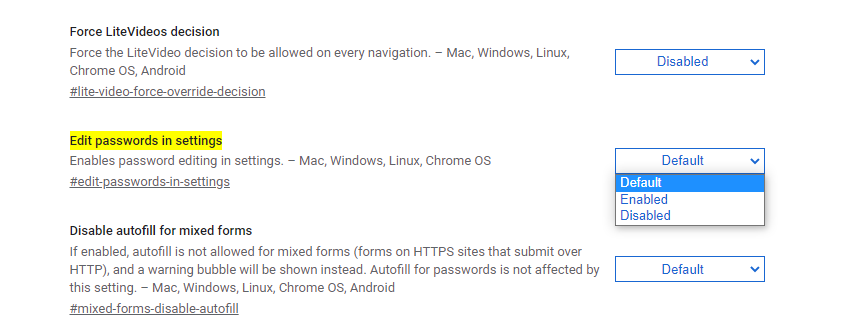 Ændre adgangskoder i Google Chrome