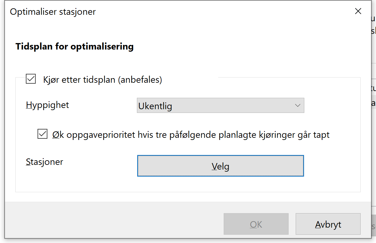 Deaktiver automatisk defragmentering av SSD i Windows 10