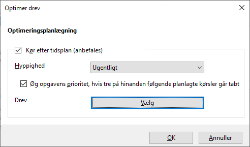 slå automatisk defragmentering fra på din SSD i Windows 10