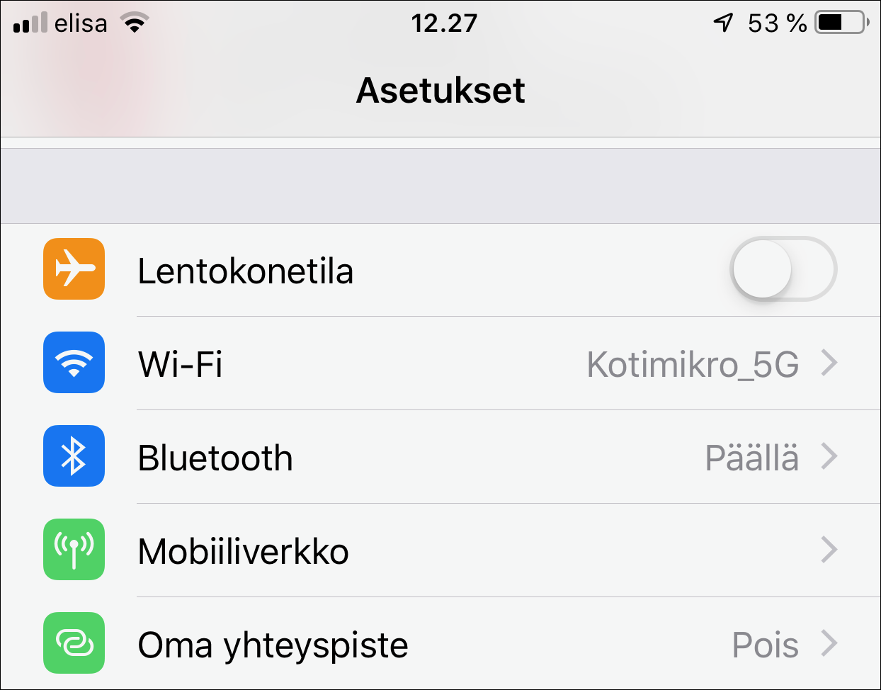 Ota bluetooth käytöön iPhonessa