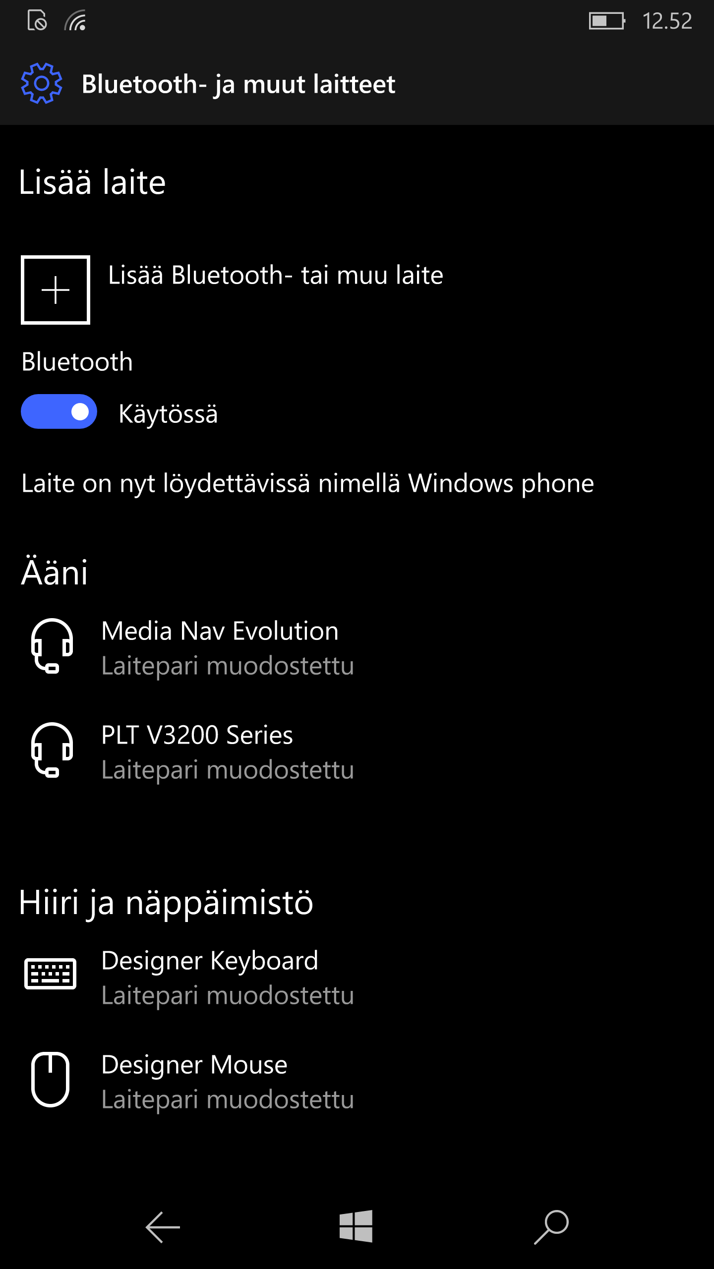 Ota bluetooth käyttöön Windows-puhelimessa
