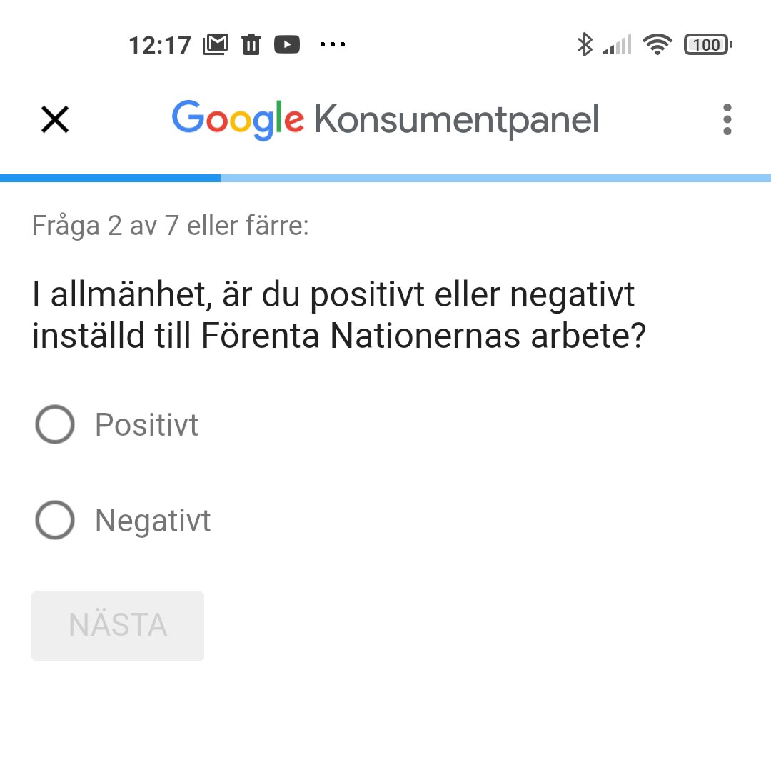 Den av en undersökning i Google Konsumentpanel