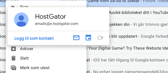 Legg avsender i kontakter i Gmail.