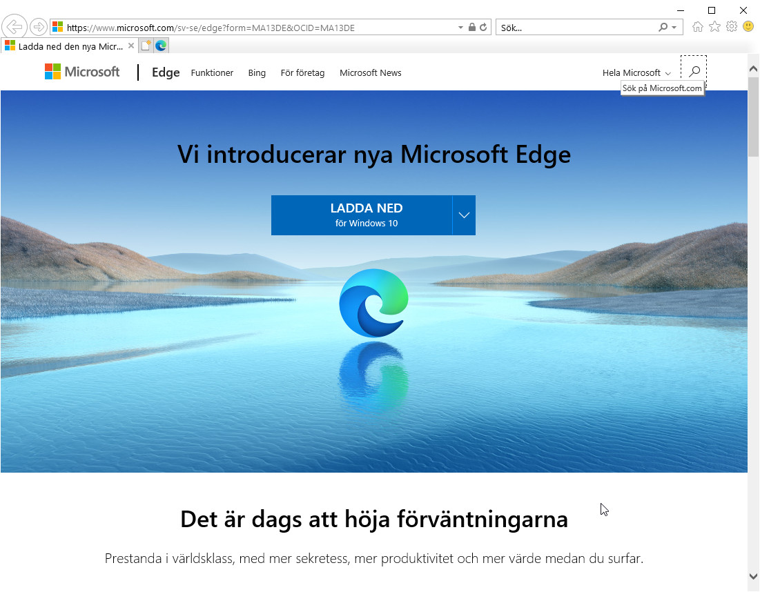 Hämta nya Microsoft Edge till Windows 10