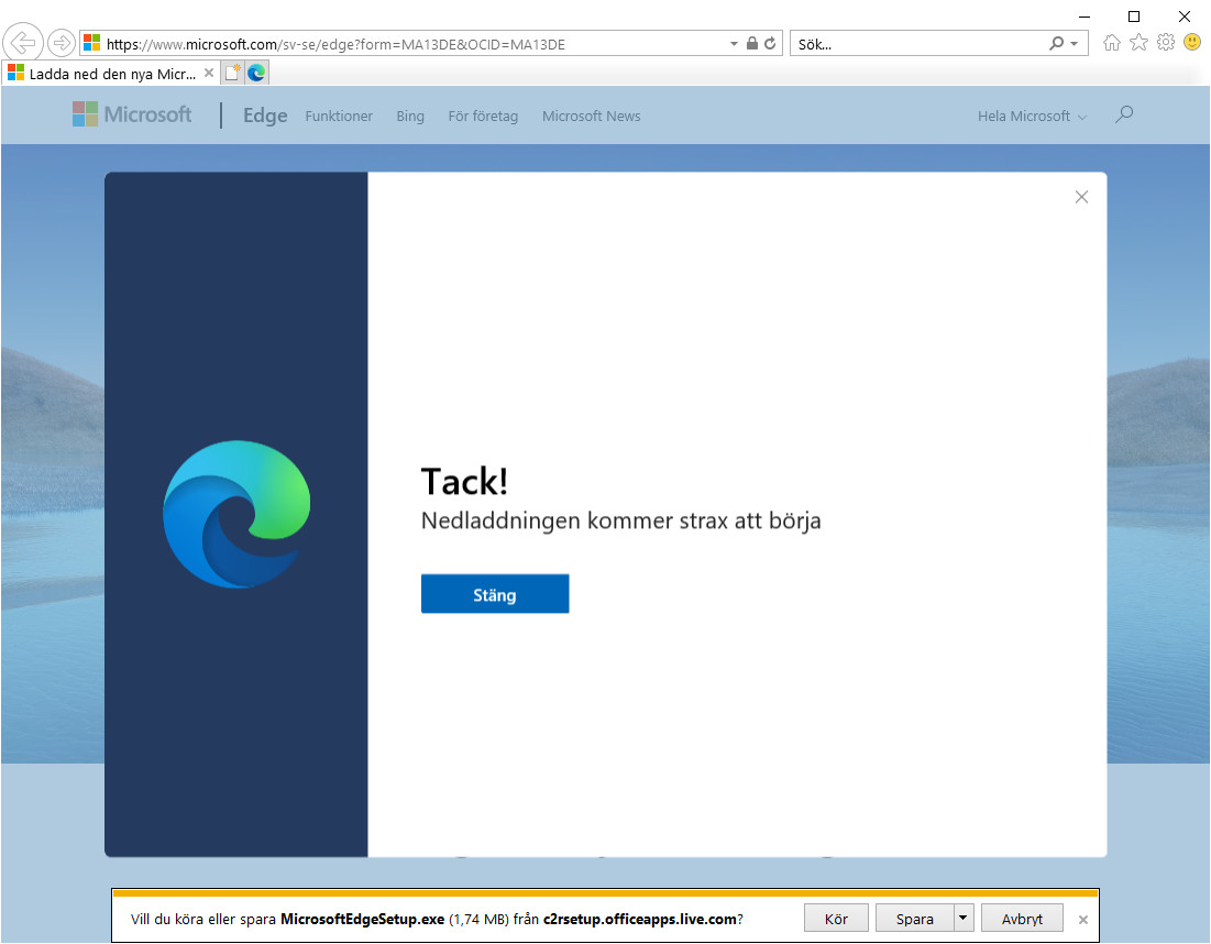 Hämta nya Microsoft Edge till Windows 10