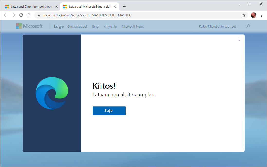 Lataa Microsoft Edge Windows 10:lle