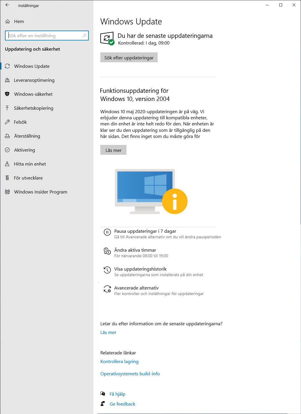 Funktionsuppdatering 2004 till Windows 10