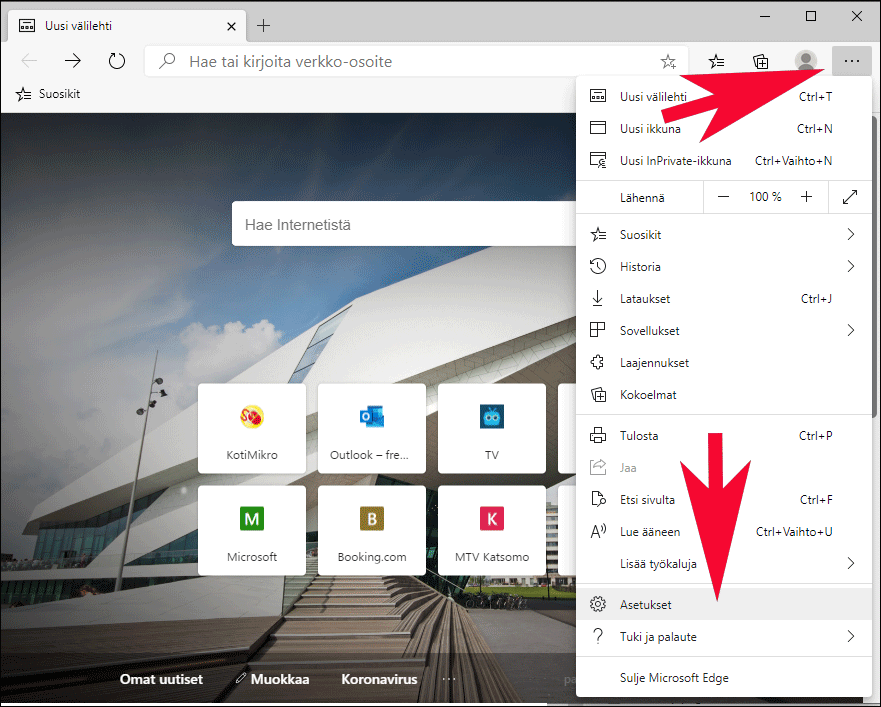 Oikeinkirjoituksen tarkistus Edgessä