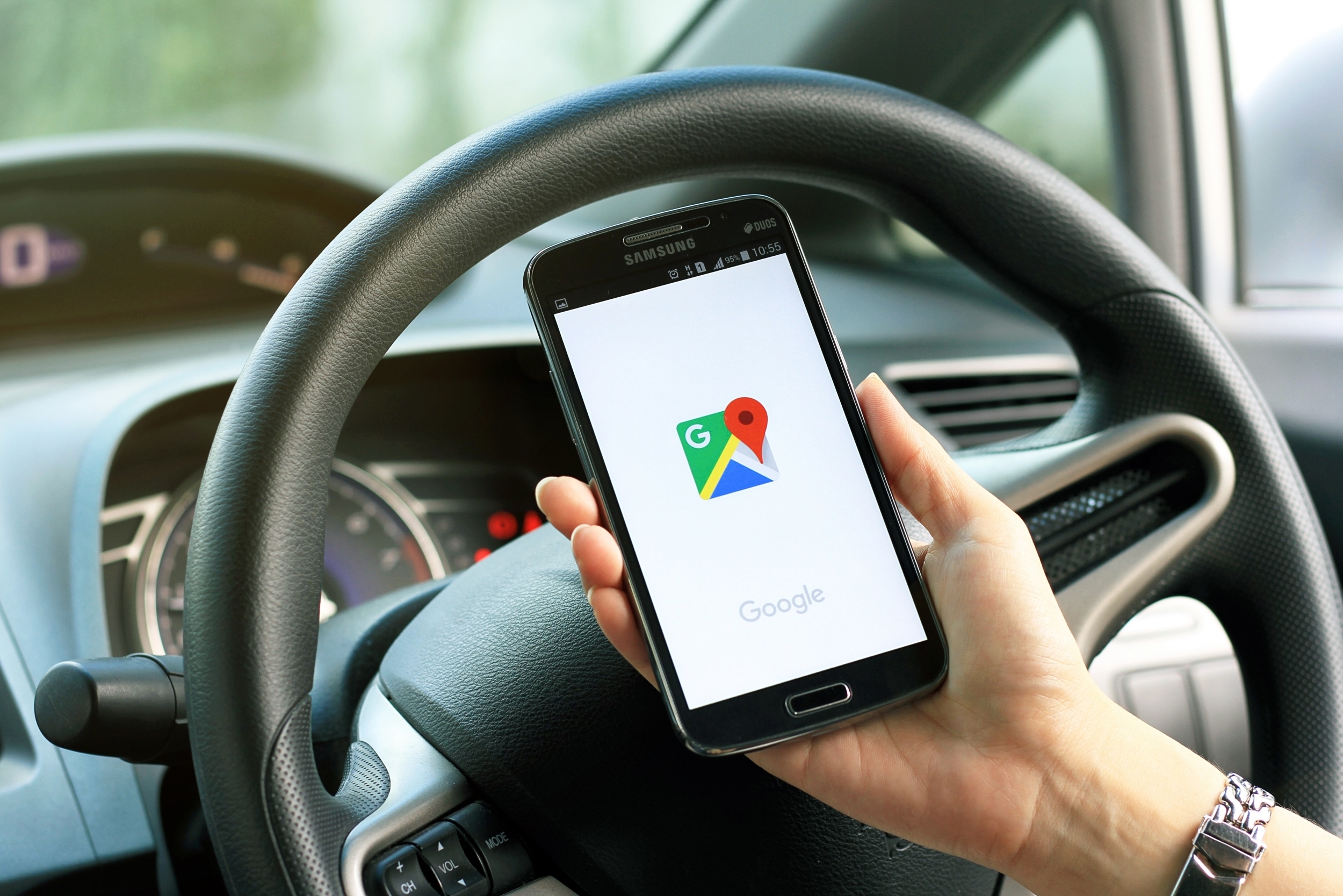 Navigation med Google Maps. 