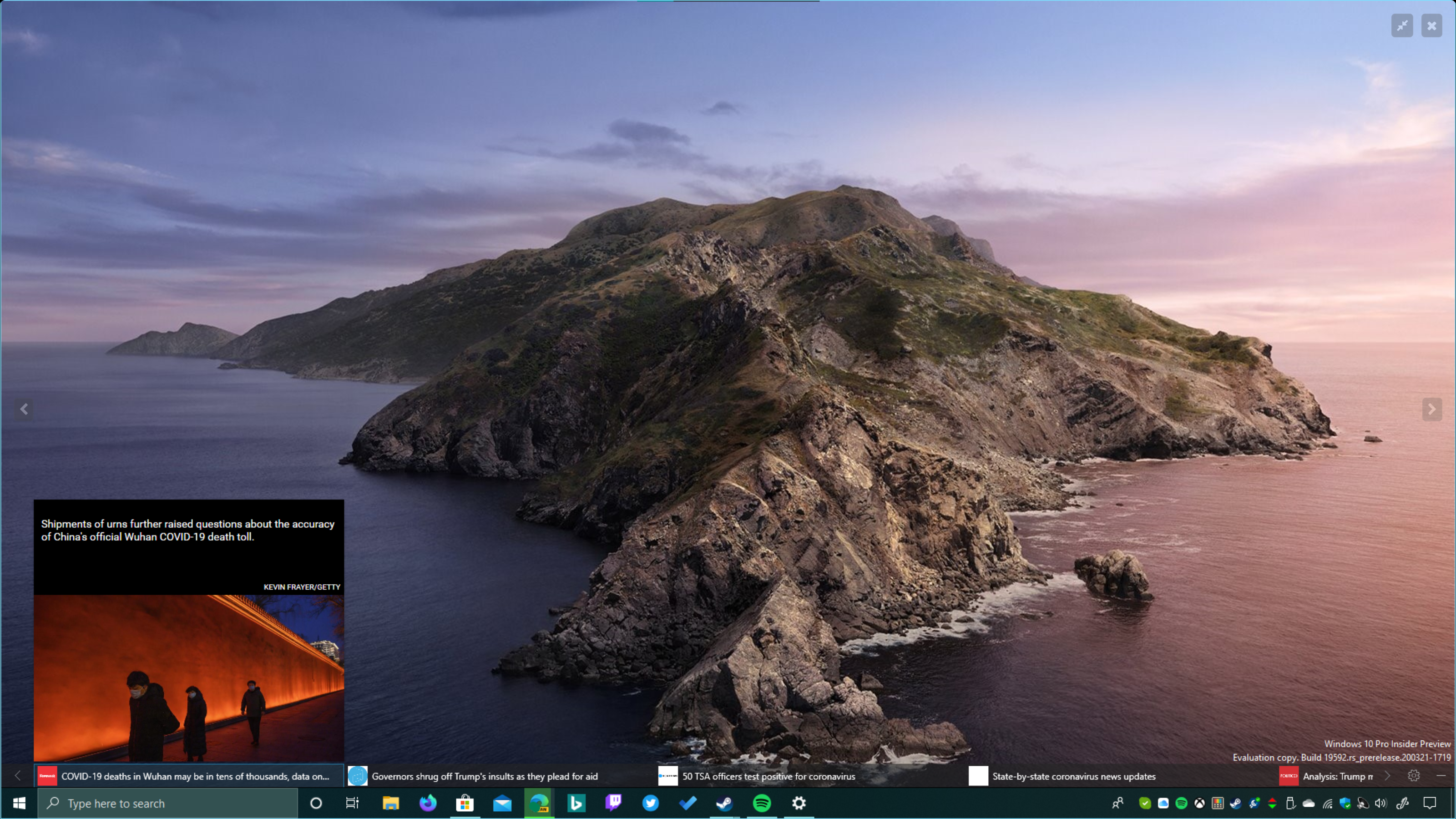 Microsoft News Bar visar strömmande nyheter.