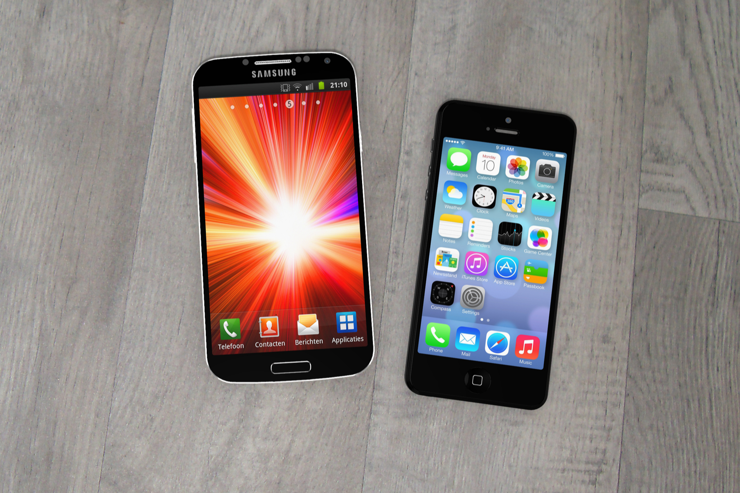 En Android-telefon og en iPhone