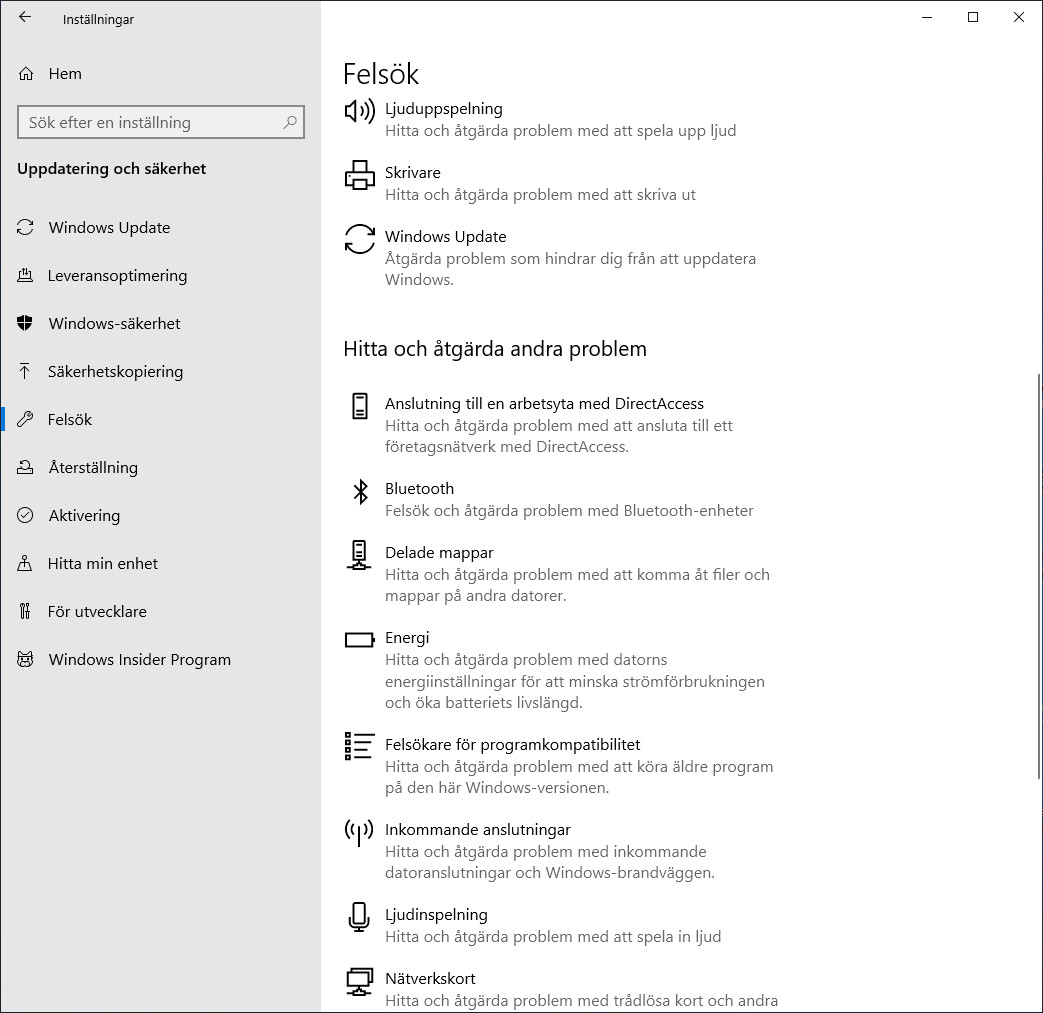 Fixa fel i Windows 10