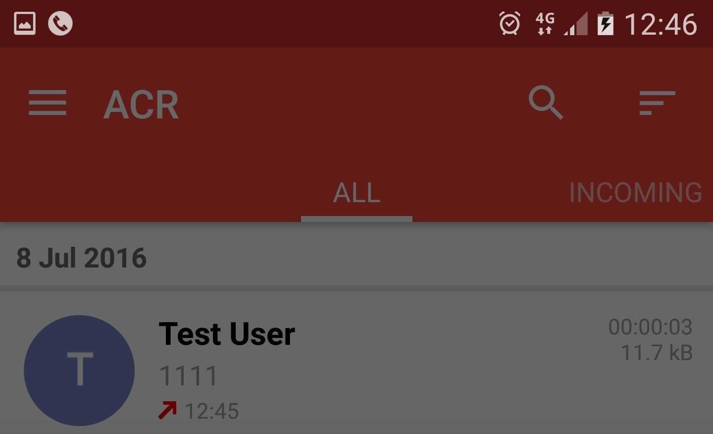 Skjermbilde av appen Samtaleopptaker – ACR