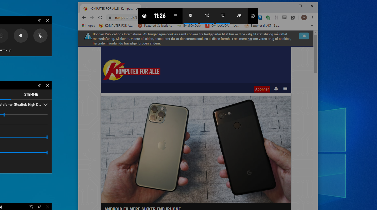 Et skjermbilde av Windows 10 med Xbox Game Mode aktivert