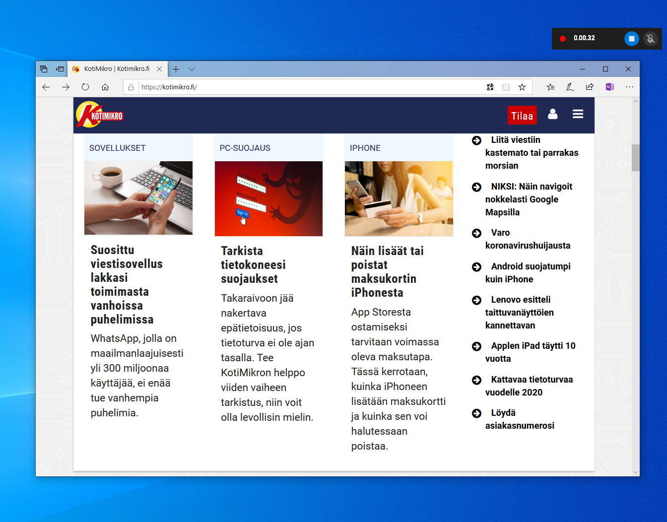 Näyttökuvan yläreunassa näkyvä musta palkki paljastaa, että Pelitila-toiminnon tallennus on käynnissä.