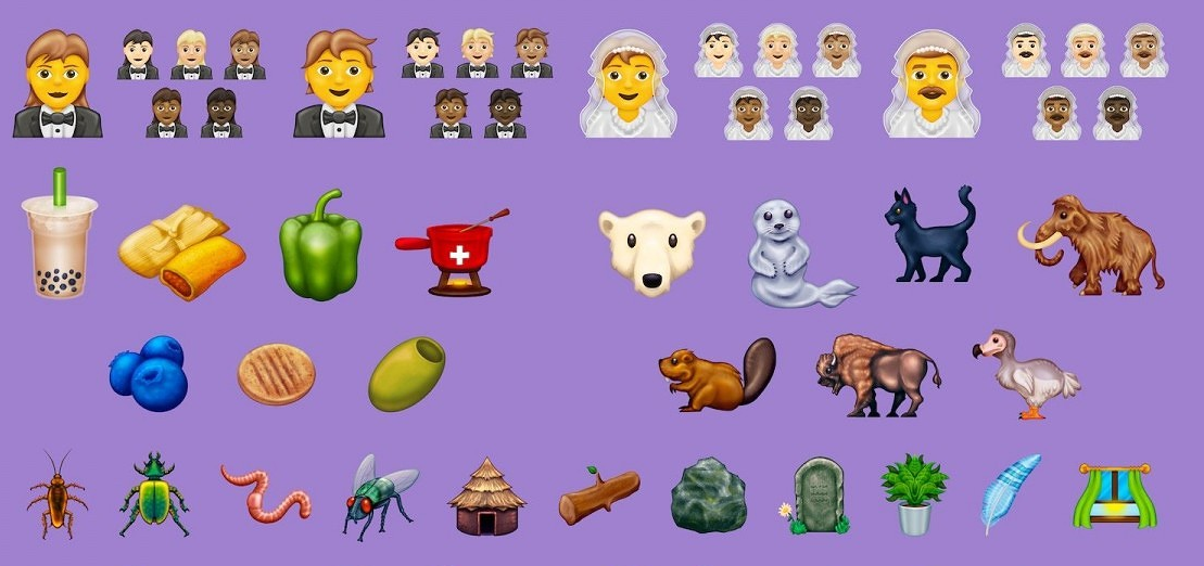 Et lille udvalg af de nye emojis til iPhone og Android