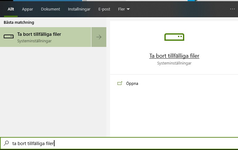 Ta bort tillfälliga filer i Windows