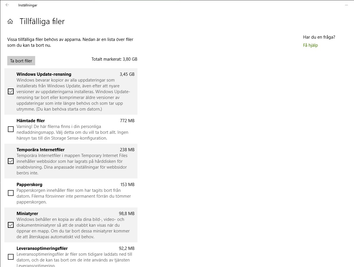 Ta bort tillfälliga filer i Windows