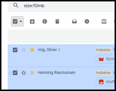 Radera stora meddelanden i Gmail