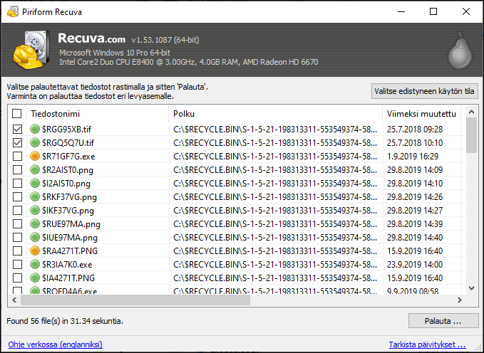 Palauta poistettuja tiedostoja