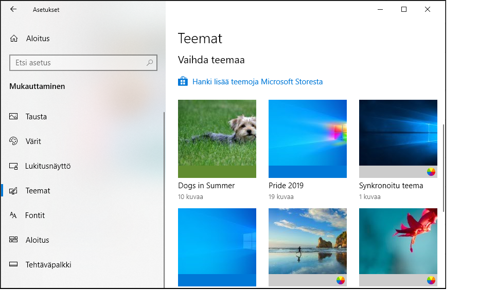 Väritä ja taustoita – tee oma Windows 10 -teema